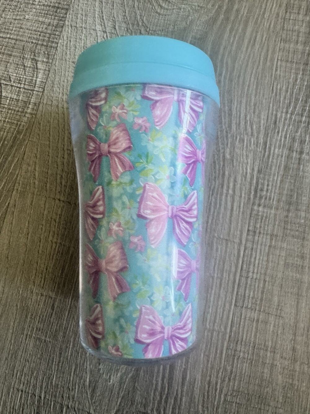 The Spring Shop Bow Floral Travel Tumbler 8 oz Blue Pink Hobby Lobby New